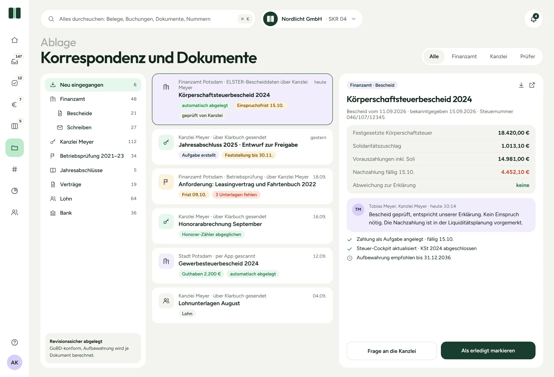 Klarbuch Ablage und Korrespondenz