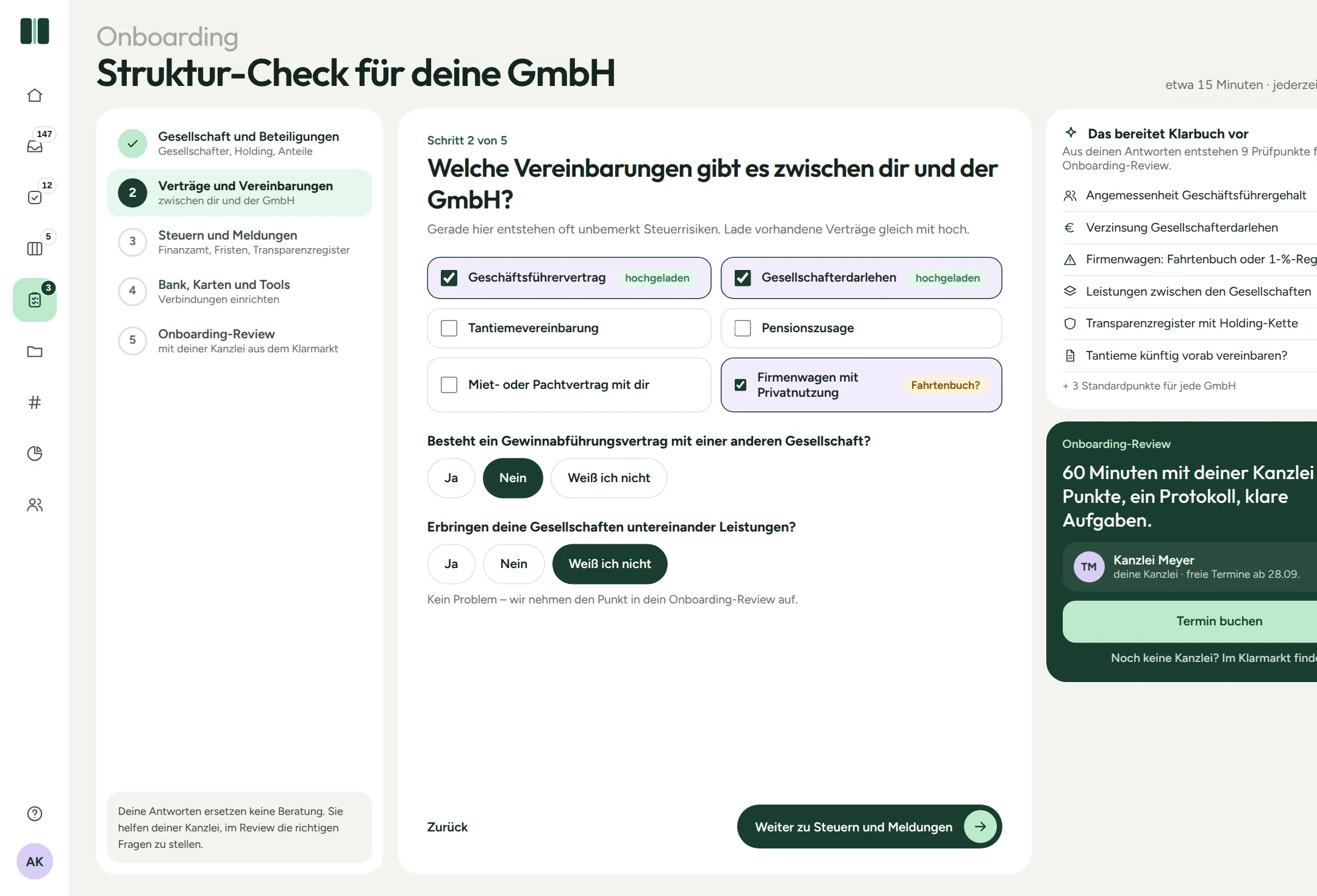 Klarbuch Onboarding